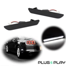 For 2010-2014 Ford Mustang White LED Lights Smoked Rear Bumper Side Marker Lamps