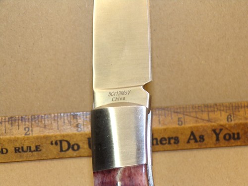 VINTAGE A.G. RUSSELL LOCKBACK FOLDING HUNTER W/ JIGGED BONE - NEW OLD STOCK ! - Picture 13 of 13