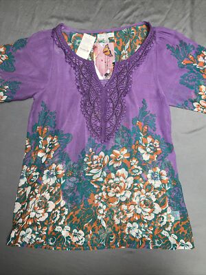 Love Fire Womens S Polyester Bohemian Print Floral Tribal Keyhole Top (1791)