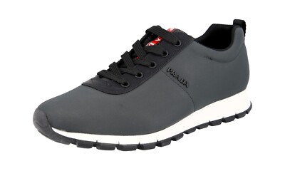 PRADA Nylon PRAX Sneaker LINEA ROSSA - 4E3221 - Grau Weiss - NEU -  5 39