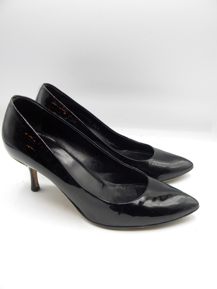 ごる蔵GUCCI Logo Black Patent Silver GUCCI Black Patent Leather Pumps Silver Logo Size 34.5 C | eBay