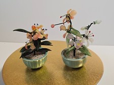 vintage  Halbedelstein 2 x Bäumen Höhe ca 16 cm,  Japan Bonsai