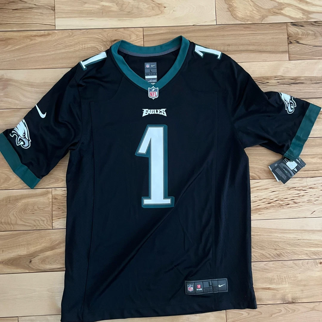 New Jalen Hurts No 1 Philadelphia Eagles black and green jersey Size L