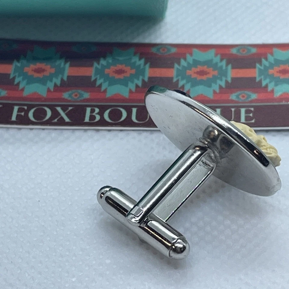 Abotoaduras Mermaid Ocean Siren Beach gótico prata preta camafeu prata - Imagem 3 de 4