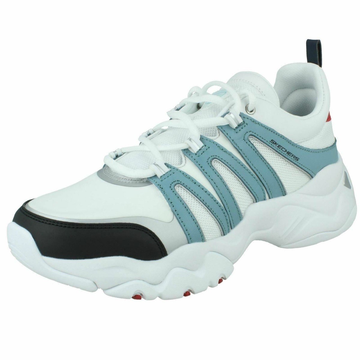 Ladies Skechers D'Lites Trendy Feels 12957 White/Blue/Red