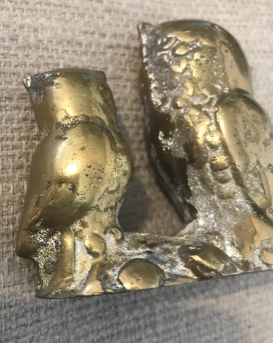 Vintage BRASS Set of 3 Heavy Cast Miniature OWL Figurines Miniature BIRDS Owls - Picture 18 of 18