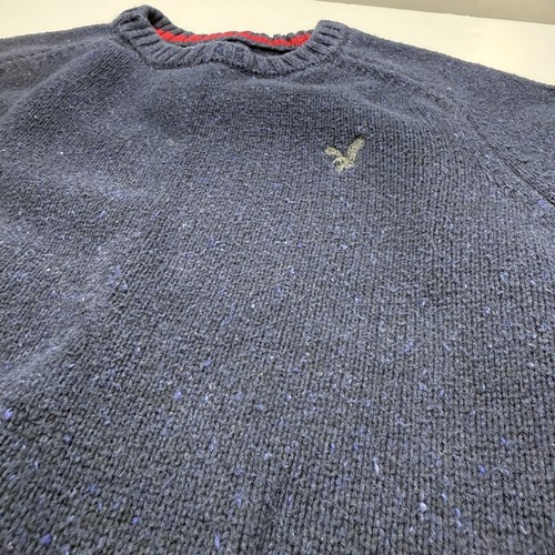 Suéter American Eagle Athletic Fit Cuello Redondo Para Hombre Mediano Parche en el Codo Azul - Imagen 5 de 7