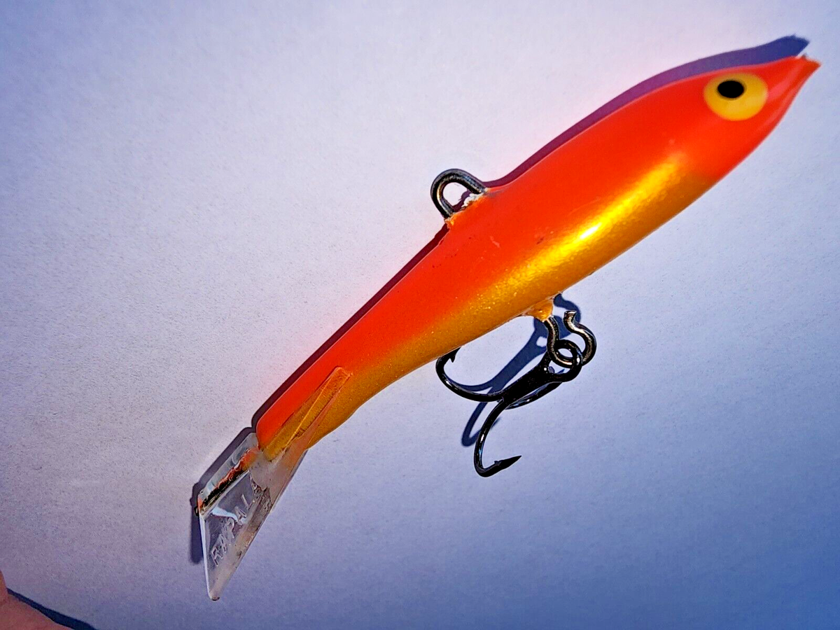 Jigging Rapala, Vertical Jig Fluorescent Red/Gold Lure Ice Fishing