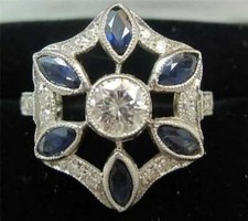1.60Ct White Round Cut CZ Art Deco Sapphire Engagement Ring In Solid 925 Silver