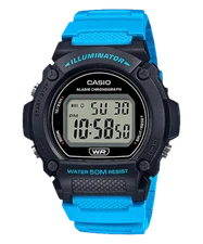 Casio W219H-2A2V,   Chronograph Watch, Blue Resin Strap, Alarm, Illuminator, NEW
