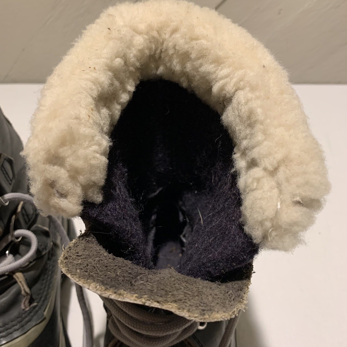 Sorel Kaufman Caribou Gray Men 7 Winter Boots Wool Liners 