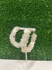 White Floral Hoop Earrings NEW