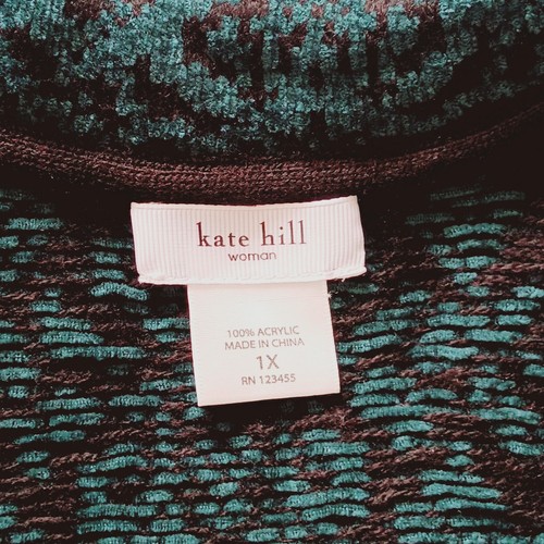 Kate Hill Knit Cardigan Sweater Size 1X Green & Black Retail 108.00 NWT - Picture 7 of 13