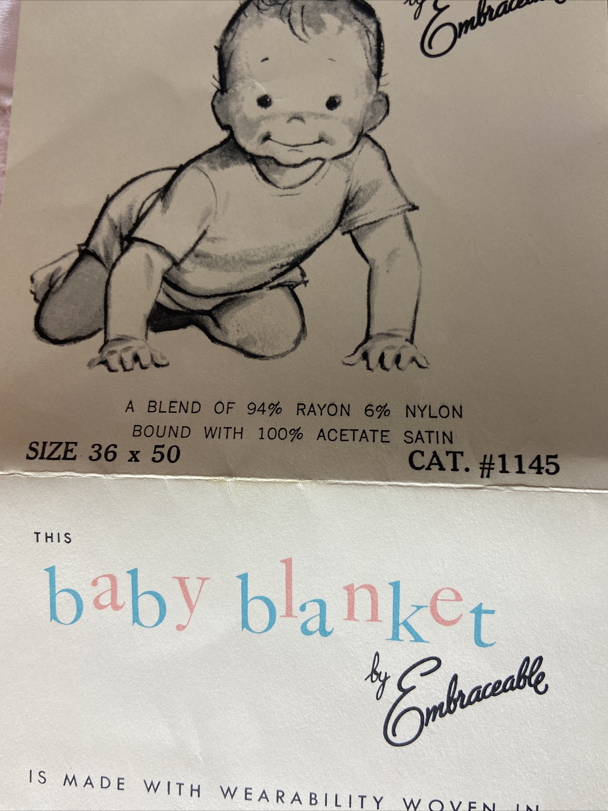 Baby Blanket Embraceable Vintage Pink Baby Crib Blanket Rayon/Nylon/Satin 36x50