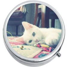 White Cat Medicine Vitamin Compact Pill Box