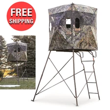 6 Feet Tall 4x4 2 Man Tripod Stand Hunting w/ Blind Deer Wrap Adjustable Ladder