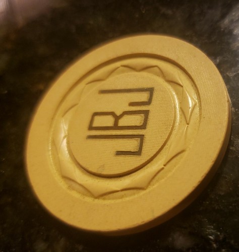 GALVESTON TEXAS JBJ ILLEGAL GAMBLING POKER CHIP RIALTO CLUB JO JO BALCH TAN LAZY - Picture 2 of 6