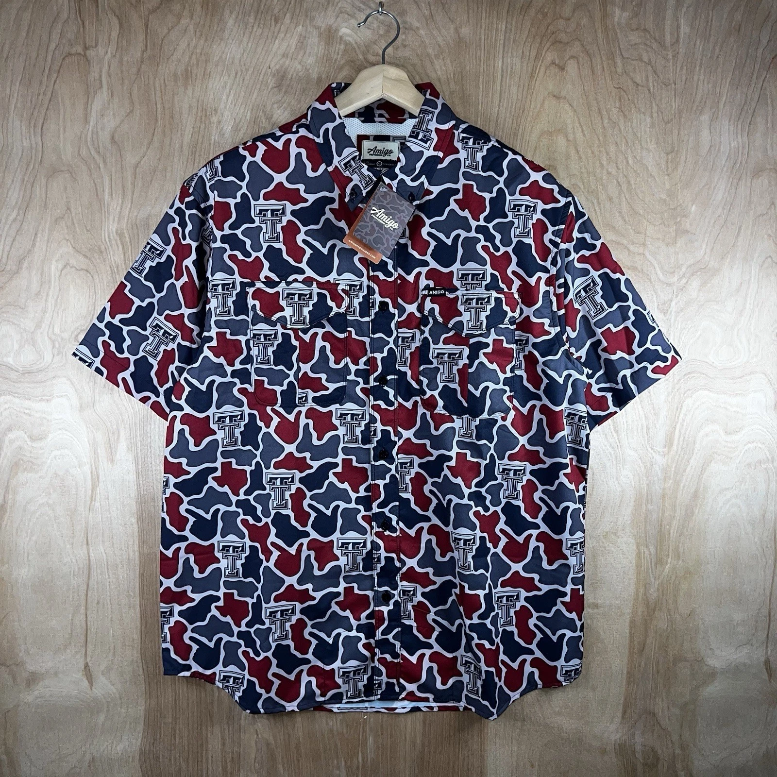 AMIGO PROVISIONS CAMOUFLAGE PRIMERO SHIRT NCAA TEXAS TECH RED RAIDERS SZ XL NEW