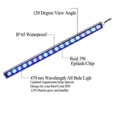 Aquarium LED Light 54W Blue 470nm Strip Bar for Coral Reef Fish Tank
