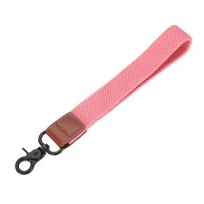 Wrist Lanyard Keychain, Braided Wristlet Strap with Black Clasp, Pink