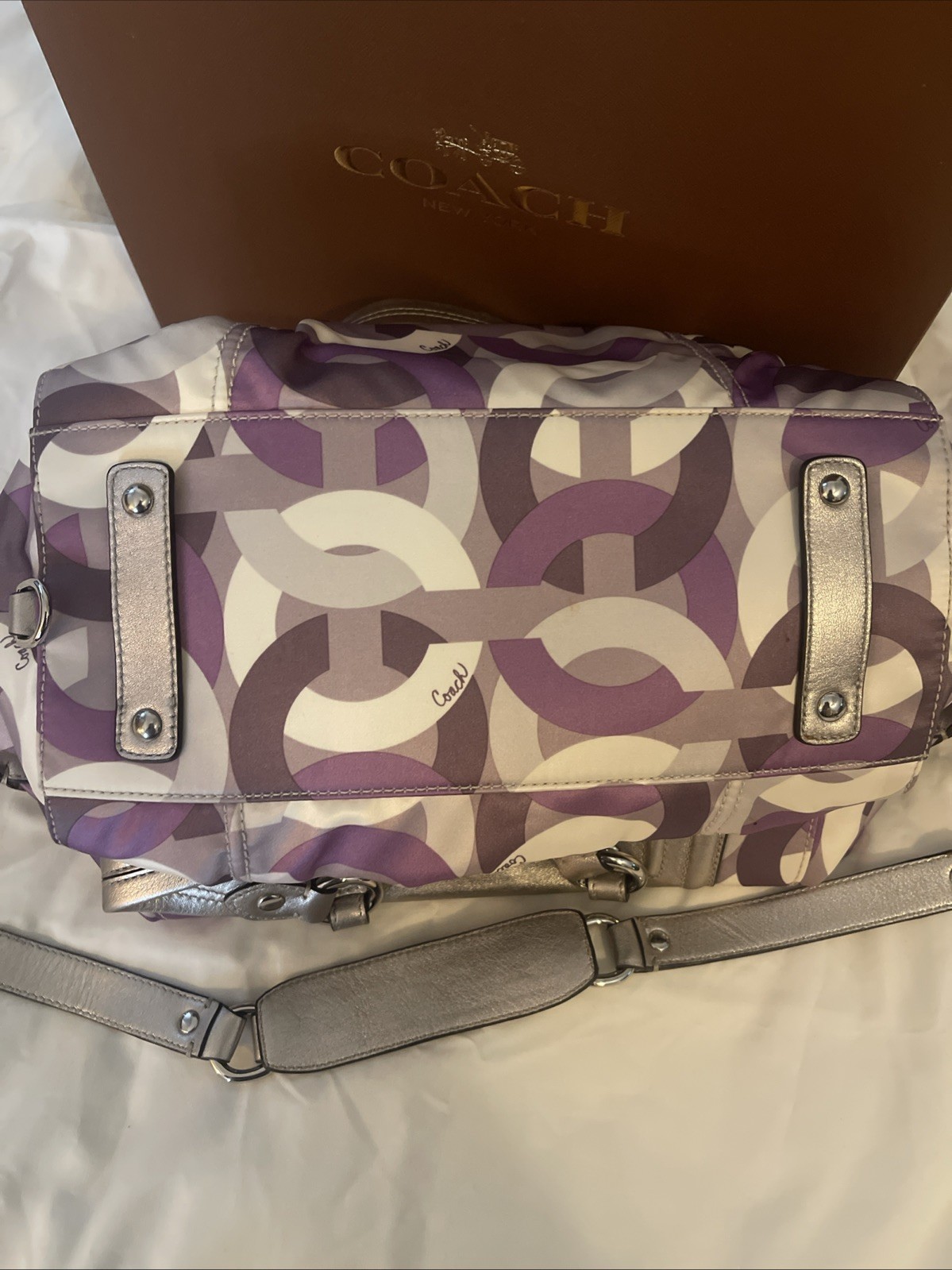 Coach Madison Op Art Audrey Satchel Coach Purple - Gem