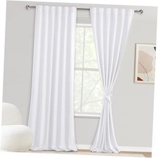 White Curtains for Living Room - Back 52"W x 102"L Pack of 2 Pure White