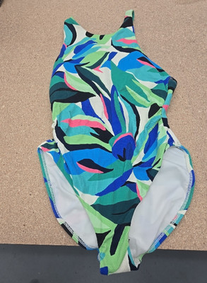 Womens Pique High Neck Full Coverage One Pc Swimsuit Shade & Shore SZ 18 *492-25