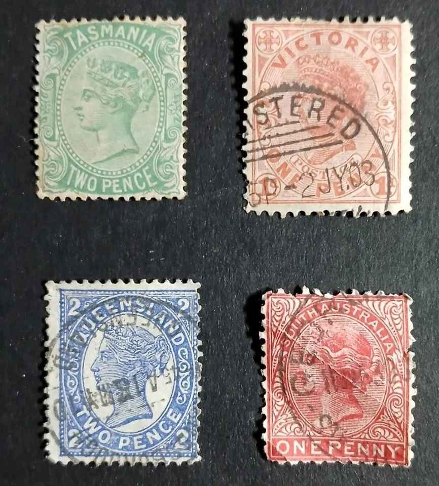 Stamp Collection From Australia Papua Tasmania Victoria Queensland S. Australia - Image 2 of 4