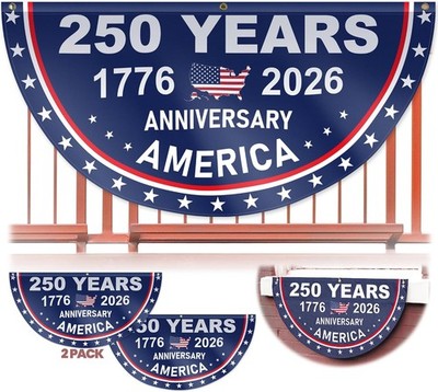 Anley 2 Pcs 250 Years of Freedom Pleated Fan Flag1.5x3 ft American Bunting Flag