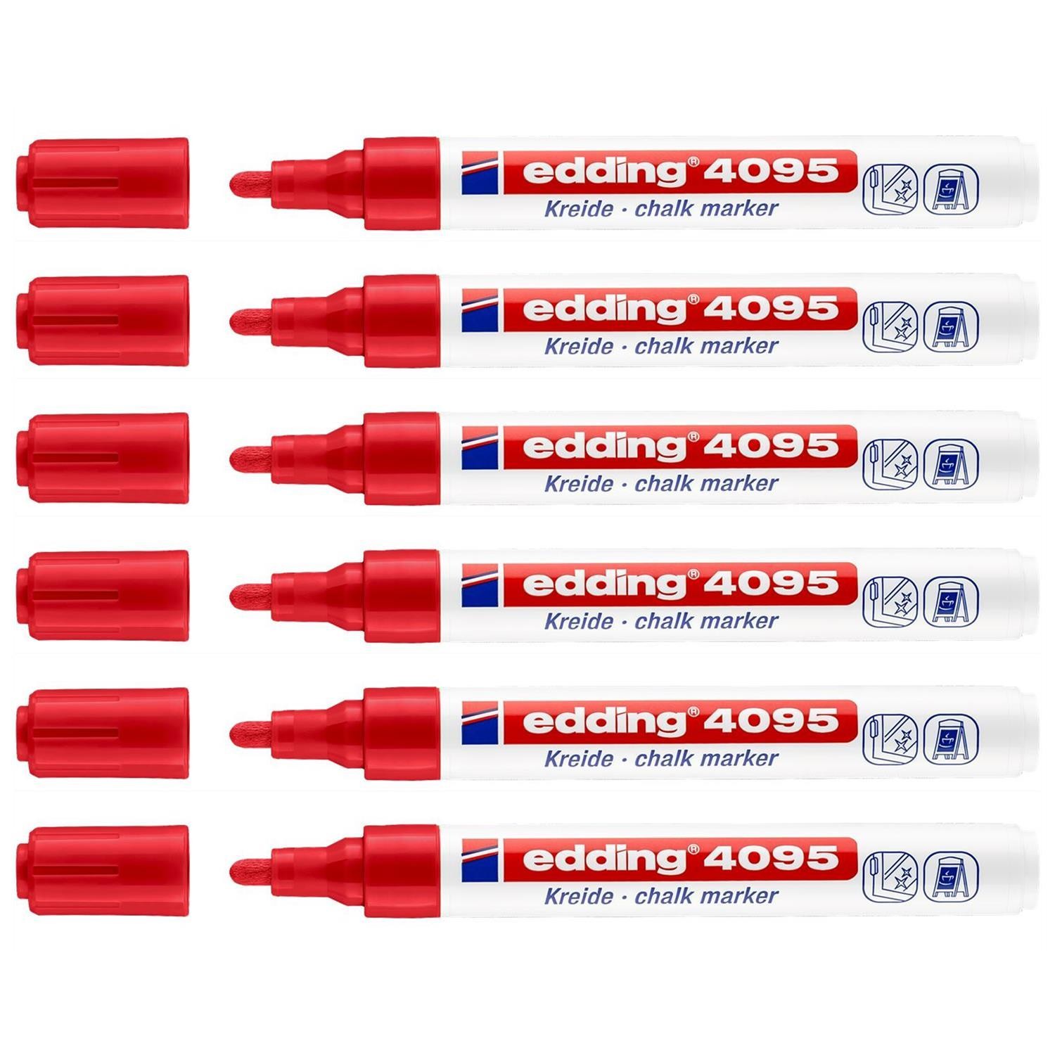 Marqueurs Craie edding 4095 Rouge pour Décoration de Fenêtres et Menus
