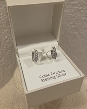 Sterling Silver Cubic Zirconia Hoop Earrings 15mm
