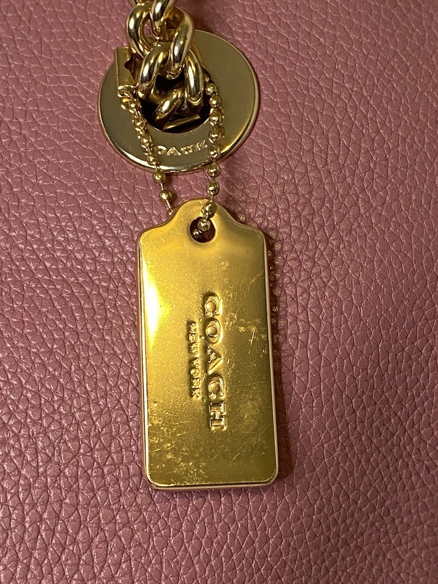 専用ページです。 COACH PINK MAUVE ROSE TURNLOCK LEATHER PEBBLED GOLD CHAIN PURSE