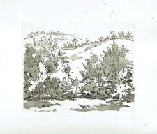 Original Leonardo Castellani Landscape Etching cm 35 x 50