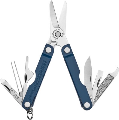 Leatherman 833044 Micra Stainless Steel Keyring Multi-Tool, 10 Tools, Navy
