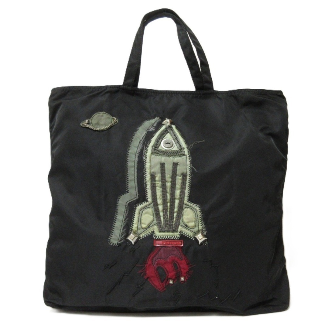 RARE PRADA Tessuto nylon rocket motif studded chain tote bag good condition