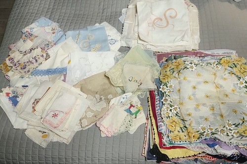 Vintage Lot of 198 Hanky’s Handkerchief Floral Embroidery Geometric Cotton Linen