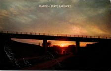 Overpass Garden State Parkway at Sunset Chrome Postcard