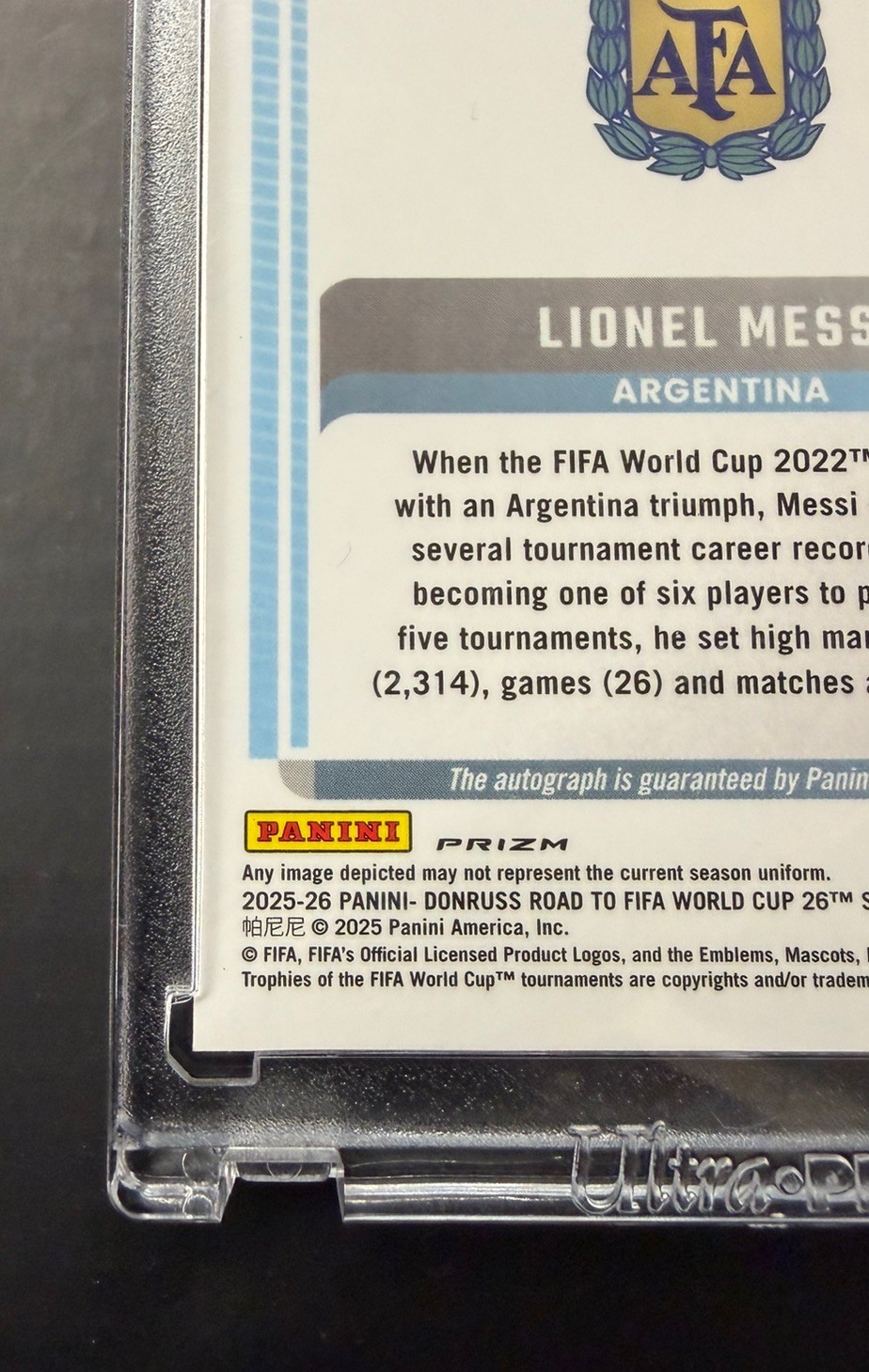 2025-26 Panini Donruss Road to World Cup Lionel Messi Pink Auto RARE view 10