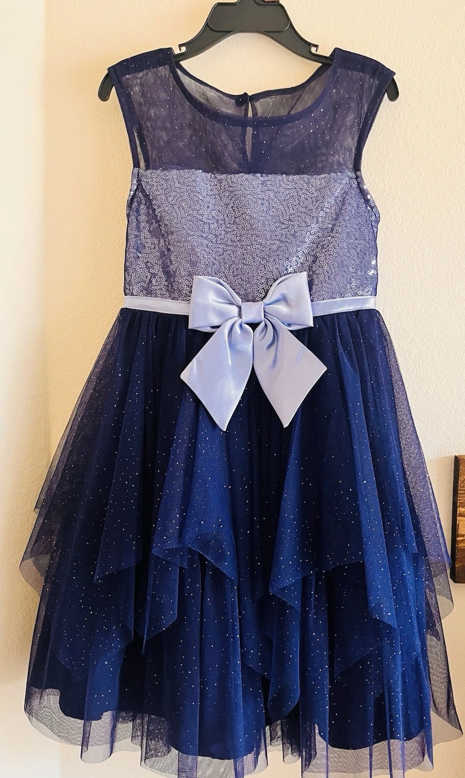 Jona Michelle Girl's 2-Piece Sparkling Blue Sequin Tulle Fanciful Dress Sz 5