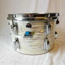 Ludwig 12x8" Rack Tom 3-ply - White Marine Pearl - Blue/Olive Badge 1970s