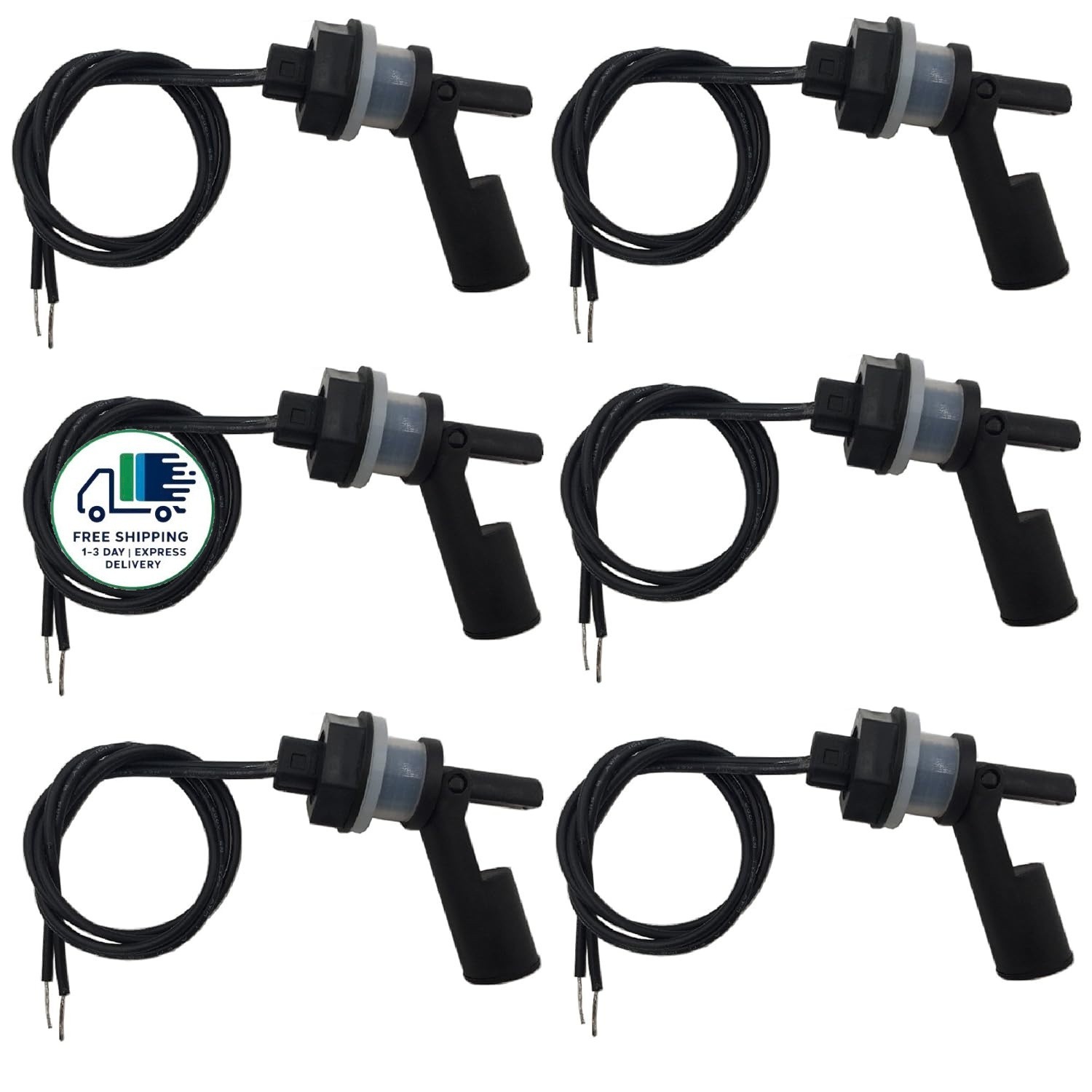 6 sensores de nivel de agua negros para acuarios con interruptor de flotador