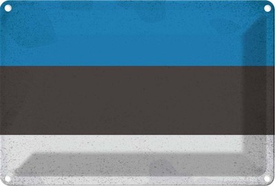 Blechschild 12x18 cm Estland Estonia Vintage Flagge Fahne Wappen Deko Geschenk M