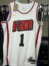 Nike Houston Rockets Thompson #1 City Edition White Red Black NBA Jersey Size 52
