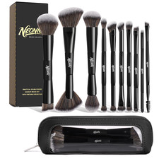 10-Piece Professional Makeup Brush Set with Bag for Foundation and Contouring