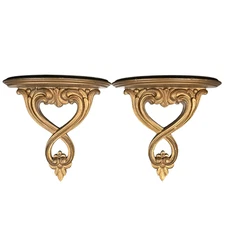 Vintage Carved SYROCO WOOD Gold Gilded Finish Wall Bracket Shelf Rococo Style