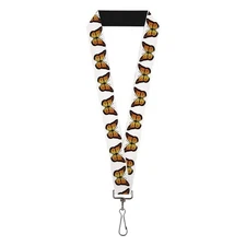 Buckle-Down Lanyard Monarch Butterfly Repeat White