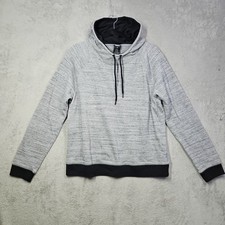 Reebok Fleece Hoodie Dark Light Gray Marled w Black Trim Hip Logo Sz XL