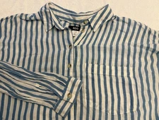 Urban Outfitters BDG Women's Size L Light Blue Striped Button Up Shirt