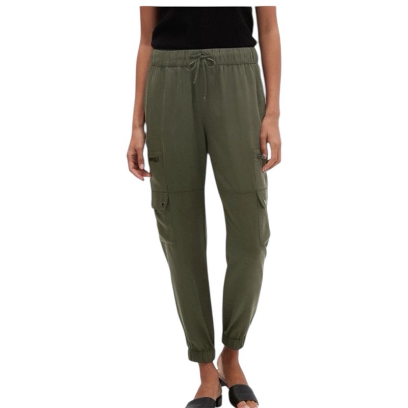 Banana Republic Olive Green Drawstring Cargo Jogger Pants Snap Pockets Sz Medium