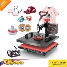 Digital 5-in-1 Heat Press Machine 15x15 with Teflon Coating & Safety Features